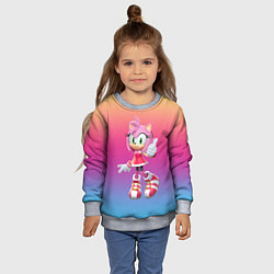 Свитшот детский Соник Эми Роуз, цвет: 3D-меланж — фото 2