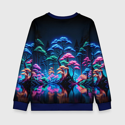Детский свитшот Неоновый лес - нейросеть / 3D-Синий – фото 2