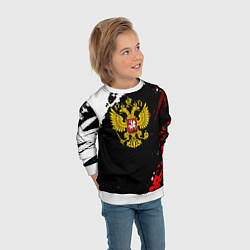 Свитшот детский Россия герб текстура краски, цвет: 3D-белый — фото 2
