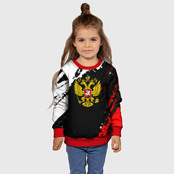 Свитшот детский Россия герб текстура краски, цвет: 3D-красный — фото 2