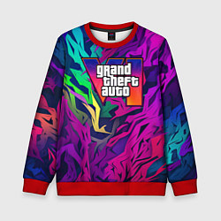 Свитшот детский Gta лого фиолетовый камуфляж, цвет: 3D-красный