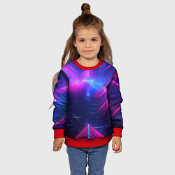 Свитшот детский Неоновые абстрактные треугольники, цвет: 3D-красный — фото 2