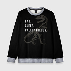 Свитшот детский Eat sleep paleontology, цвет: 3D-меланж