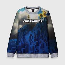 Свитшот детский Minecraft лого и горы, цвет: 3D-меланж