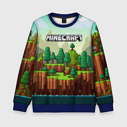 Свитшот детский Minecraft logo квадратный мир, цвет: 3D-синий
