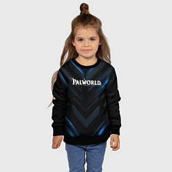 Свитшот детский Palworld logo blue neon abstract black, цвет: 3D-черный — фото 2