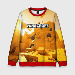 Свитшот детский Minecraft logo яркий желтый мир, цвет: 3D-красный