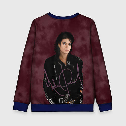 Детский свитшот Michael Jackson на бордовом фоне / 3D-Синий – фото 2