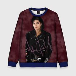 Свитшот детский Michael Jackson на бордовом фоне, цвет: 3D-синий