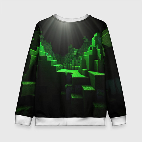 Детский свитшот Minecraft зеленый квадратный монстр / 3D-Белый – фото 2
