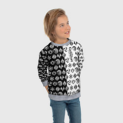 Свитшот детский Genshin Impact - black and white, цвет: 3D-меланж — фото 2