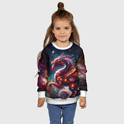 Свитшот детский Красный космический дракон, цвет: 3D-белый — фото 2