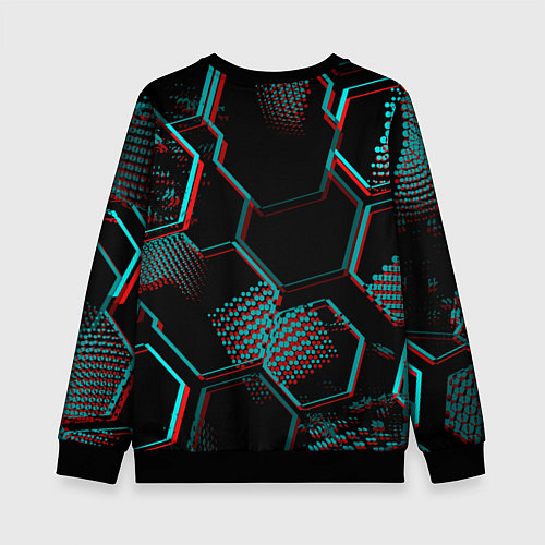 Детский свитшот Manchester United FC в стиле glitch на темном фоне / 3D-Черный – фото 2