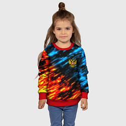 Свитшот детский Герб России огненный стиль, цвет: 3D-красный — фото 2