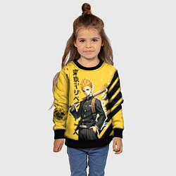 Свитшот детский Токийские Мстители - Такемичи Ханагаки, цвет: 3D-черный — фото 2
