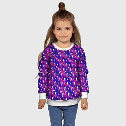 Свитшот детский Фиолетовый узор и чёрная обводка, цвет: 3D-белый — фото 2