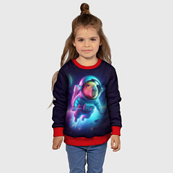 Свитшот детский Полёт капибары в космосе - неон, цвет: 3D-красный — фото 2