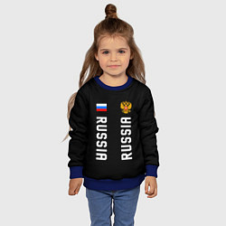 Свитшот детский Россия три полоски на черном фоне, цвет: 3D-синий — фото 2