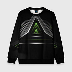 Свитшот детский Black green abstract nvidia style, цвет: 3D-черный