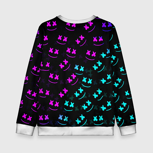 Детский свитшот Fortnite x Marshmello neon pattern / 3D-Белый – фото 2