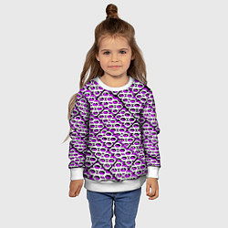 Свитшот детский Фиолетово-белый узор на чёрном фоне, цвет: 3D-белый — фото 2