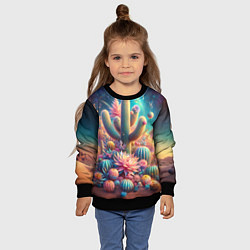 Свитшот детский Кактусы цветущие под космическим небом, цвет: 3D-черный — фото 2