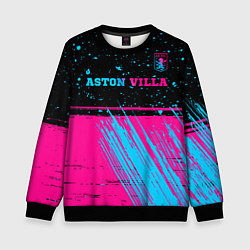 Свитшот детский Aston Villa - neon gradient посередине, цвет: 3D-черный