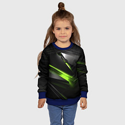 Свитшот детский Зеленая абстрактная конструкция в стиле nvidia, цвет: 3D-синий — фото 2