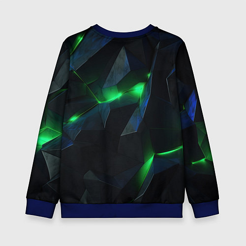Детский свитшот Объемная геометрическая зеленая неоновая абстракци / 3D-Синий – фото 2