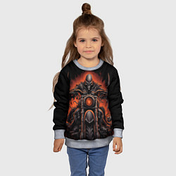Свитшот детский Скелет из ада едет на старом мотоцикле, цвет: 3D-меланж — фото 2