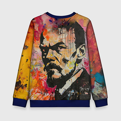Детский свитшот Граффити портрет Владимира Ленина / 3D-Синий – фото 2