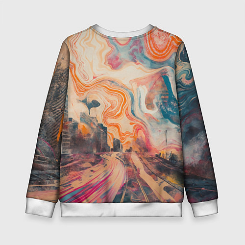 Детский свитшот Абстрактный город и разноцветные краски / 3D-Белый – фото 2