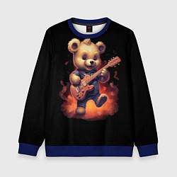 Свитшот детский Плюшевый медведь играет на гитаре, цвет: 3D-синий