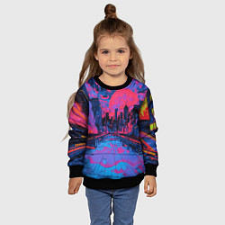 Свитшот детский Город в психоделических цветах, цвет: 3D-черный — фото 2