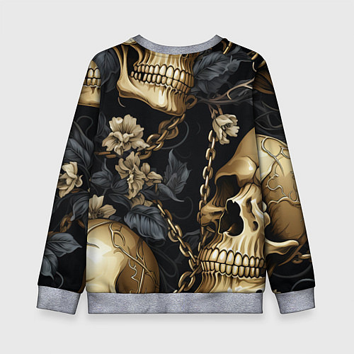 Детский свитшот Золотые черепа с цепями / 3D-Меланж – фото 2