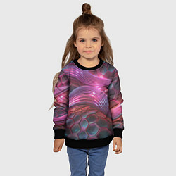 Свитшот детский Волны и гексагон сетка, цвет: 3D-черный — фото 2