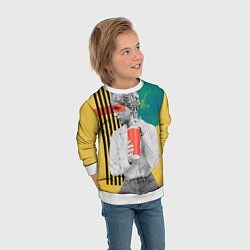 Свитшот детский Абстракция ретро стиль, цвет: 3D-белый — фото 2