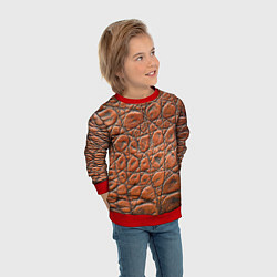 Свитшот детский Змеиная шкура текстура, цвет: 3D-красный — фото 2