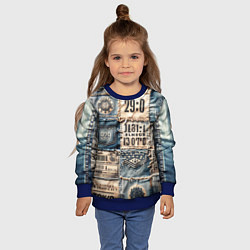 Свитшот детский Пэчворк Tokyo and US, цвет: 3D-синий — фото 2