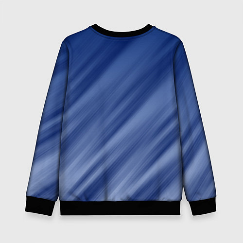 Детский свитшот Белые полосы на синем фоне / 3D-Черный – фото 2