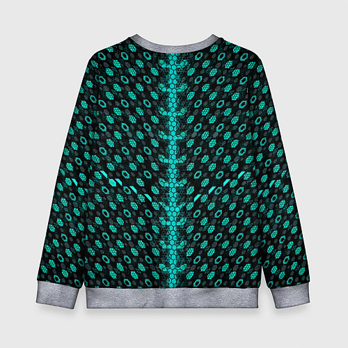 Детский свитшот Изумрудные киберпанк ячейки на чёрном фоне / 3D-Меланж – фото 2