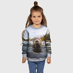 Свитшот детский Выдра смотрит из воды, цвет: 3D-меланж — фото 2