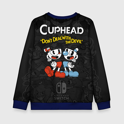 Детский свитшот Cuphead - devil play game / 3D-Синий – фото 2