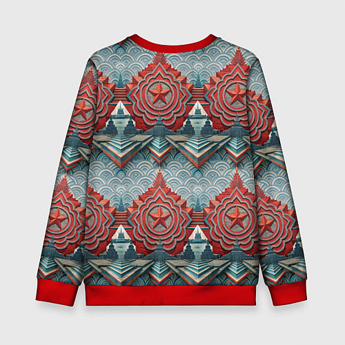 Детский свитшот 9 мая спасибо деду за победу паттерн / 3D-Красный – фото 2