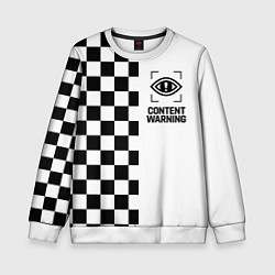 Свитшот детский Content Warning шашечки, цвет: 3D-белый