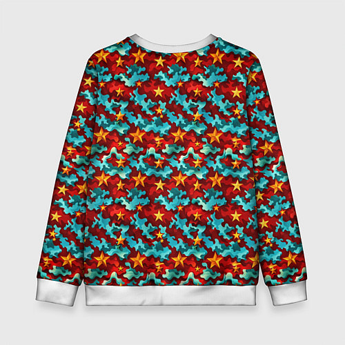 Детский свитшот Огненные звезды и синее небо СССР / 3D-Белый – фото 2