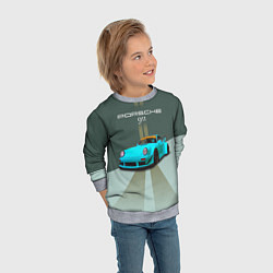 Свитшот детский Порше 911 спортивный немецкий автомобиль, цвет: 3D-меланж — фото 2