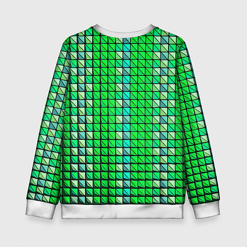 Детский свитшот Зелёные плитки и чёрная обводка / 3D-Белый – фото 2
