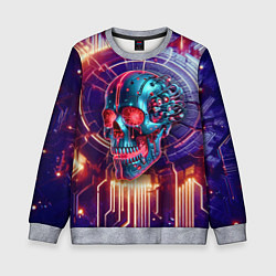 Детский свитшот Cyber art skull - steel metal