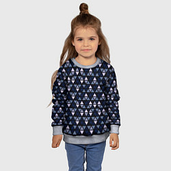 Свитшот детский Чёрно-синий паттерн треугольники, цвет: 3D-меланж — фото 2
